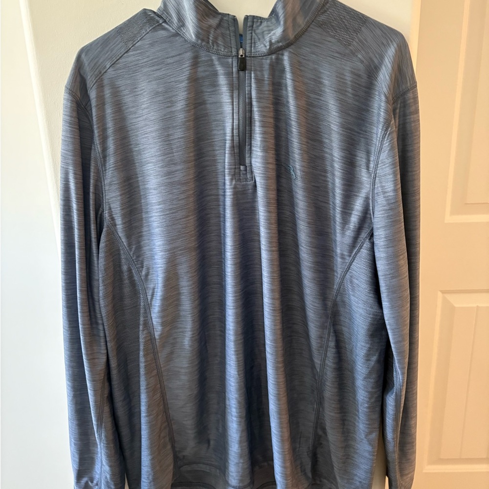 Men's Tommy Bahama Lightweight Quarter-Zip Pullover - Heather Slate Blue - Picture 1 of 5